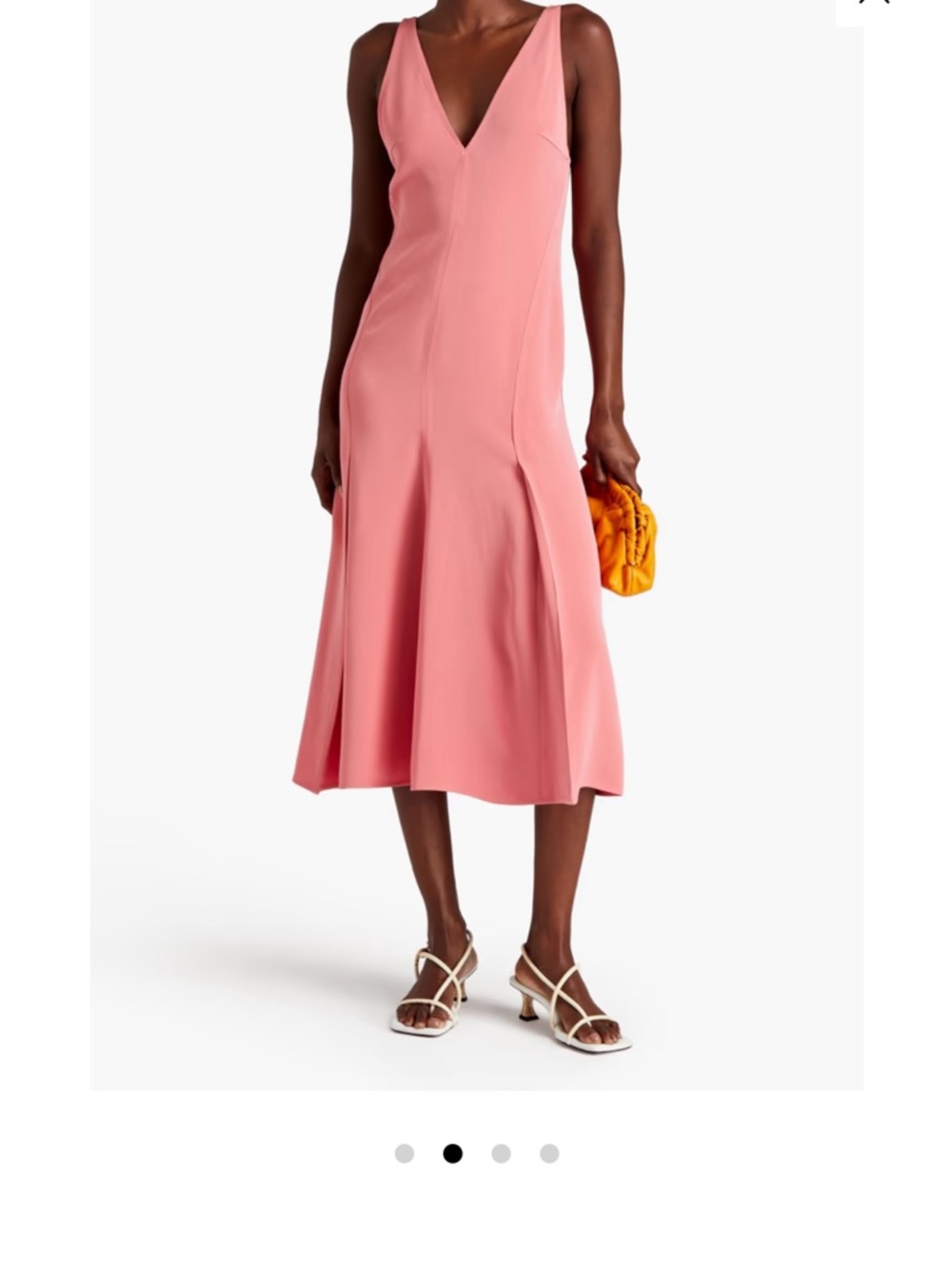 Victoria Beckham Salmon Pink V-Neck Midi Dress